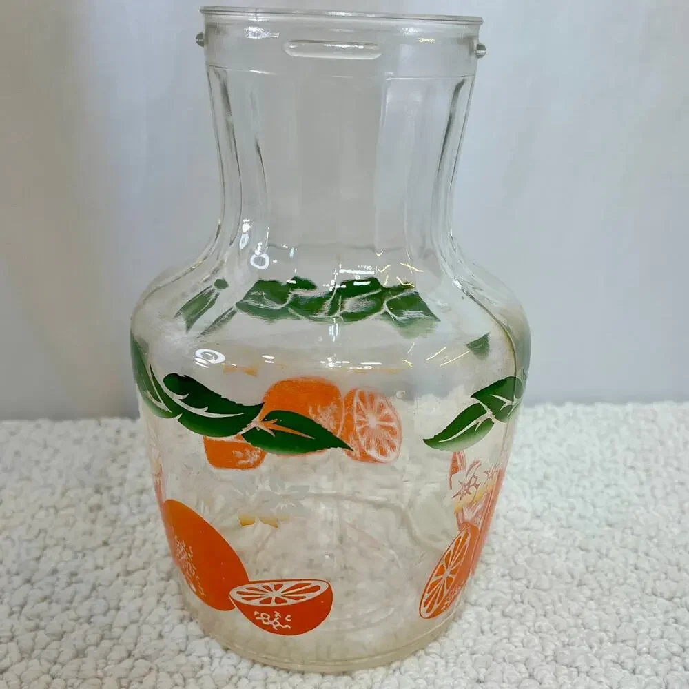 Oranges by Anchor Hocking Glass OJ Juice Container Carafe No Lid 40 oz 1960s/70s